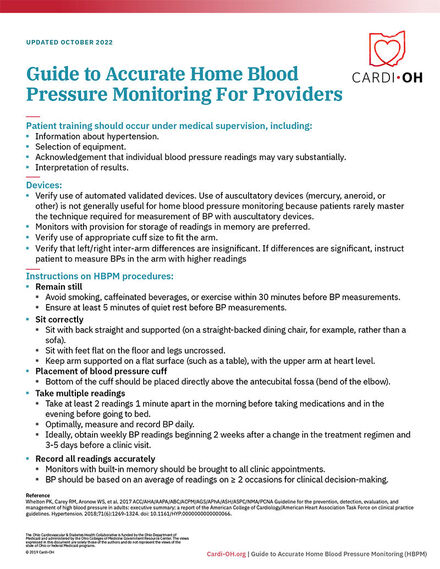 Guide to Accurate Home Blood Pressure Monitoring for Providers