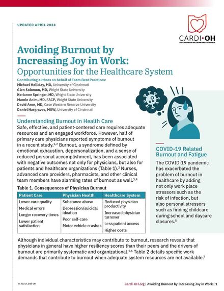 Avoiding Burnout by Increasing Joy in Work: Opportunities for the Healthcare System